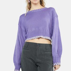 Dolls Kill Glory Days Sweater Purple Crop Top